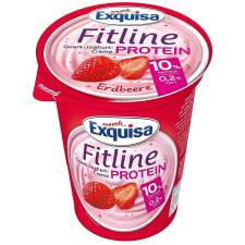 Крем-йогурт Exquisa Fitline Полуниця протеїновий 10% 400г mini slide 1