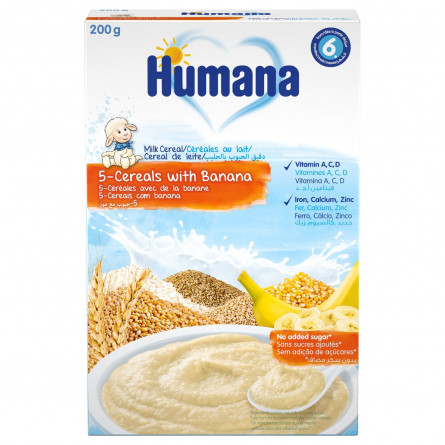 Каша молочная Humana 5 злаков банан 200г slide 2