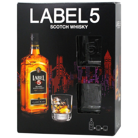 Віскі Label 5 Scotch набір + 2 стакани 40% 0,7л slide 2