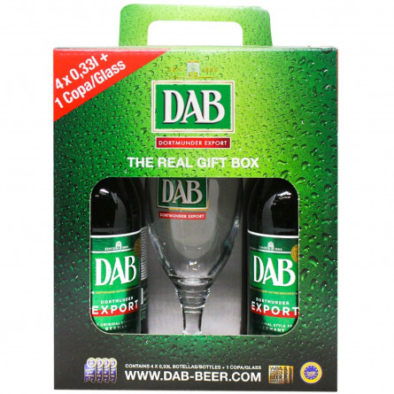 Подарунковий набір Пиво Dab світле фільтроване 5% 0,33л 4шт. + келих 0,25л slide 2