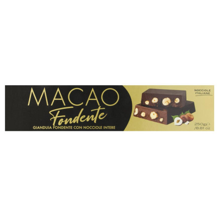 Батончик Cerealitalia Macao Fondente Джандуйя Черный шоколад с фундуком 250г slide 1