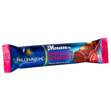 Шоколад Millennium Mousse молочний з мусовою та вишневою начинкою 33г mini slide 2