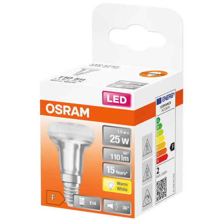 ЛАМПА OSRAM R39 1,5W E14 2700K slide 1