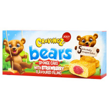 Тістечко Cravingz Bears бісквітне зі смаком полуниці 200г mini slide 1