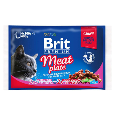 Корм для котов Brit Premium Cat Мясная тарелка влажный 400г slide 1