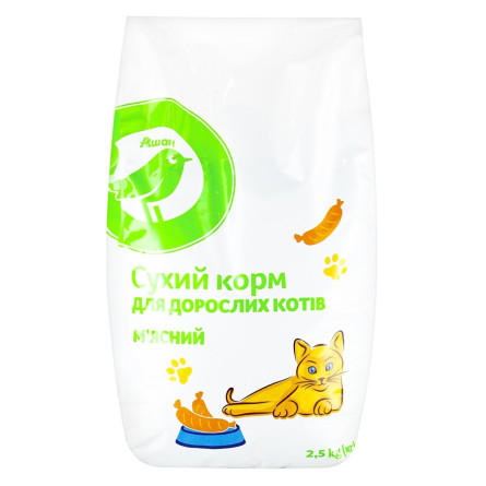 Сухой корм Ашан для взрослых кошек мясной 2.5кг slide 2