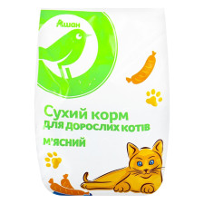 Сухий корм Ашан для дорослих котів м'ясний 400г mini slide 2
