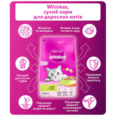 Корм Whiskas сухий для дорослих котів з ягням 300г slide 3