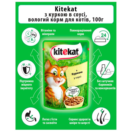 Корм Kitekat с курицей в соусе для взрослых кошек 100г slide 5