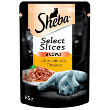 Корм Sheba Select Slices с домашней птицей в соусе для взрослых кошек 85г mini slide 1