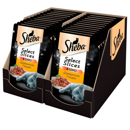 Корм Sheba Select Slices с домашней птицей в соусе для взрослых кошек 85г slide 4