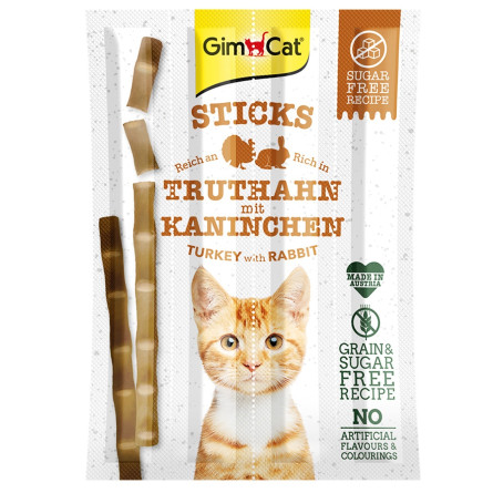 Ласощі для котів GimCat Sticks індичка та кролик 4 шт slide 2