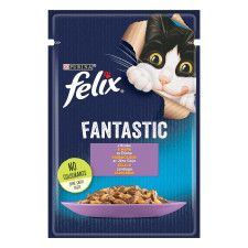 Корм Felix Fantastic з ягням в желе вологий для котів 85г mini slide 1