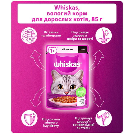 Корм Whiskas Лосось в соусе для взрослых кошек 85г slide 4