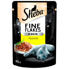 Корм Sheba Fine Flakes з куркою в желе для дорослих котів 85г mini slide 1
