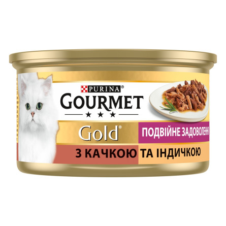 Корм Gourmet Gold Duo С уткой и индейкой для взрослых кошек 85г slide 4