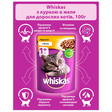 Корм Whiskas с курицей в желе для взрослых кошек 100г slide 6