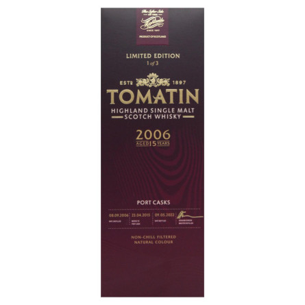 Віскі Tomatin Distillery Tomatin Port Casks 15YO (gift box) 0.7 л slide 3