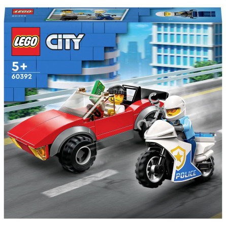 Конструктор Lego City Преследование автомобиля на полицейском мотоцикле 60392 slide 1