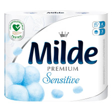 Папір туалетний Milde Premium Sensitive тришаровий 4шт mini slide 1