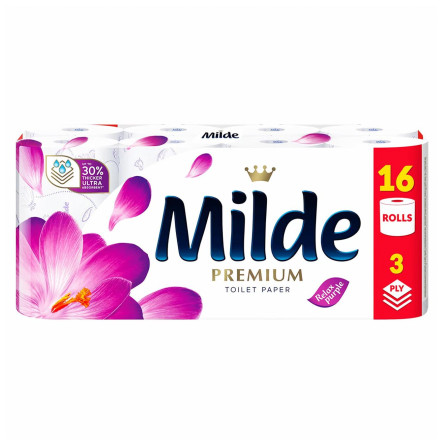 Бумага туалетная Milde Premium Relax Purple трехслойная 16шт slide 1