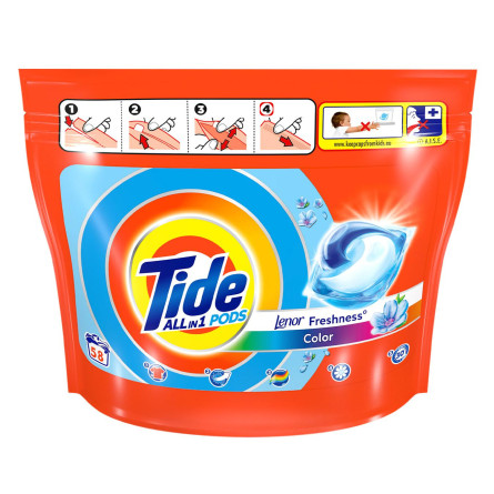 Капсули для прання Tide All-in-1 Lenor Color 58шт slide 1