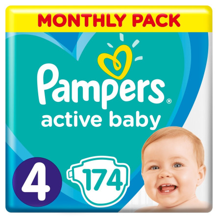 Пiдгузки Pampers Active Baby розмір 4 Maxi 9-14кг 174шт slide 1