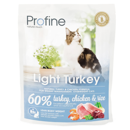 Корм сухой Profine Cat Light с индейкой, курицей и рисом для кошек с лишним весом 300г slide 1