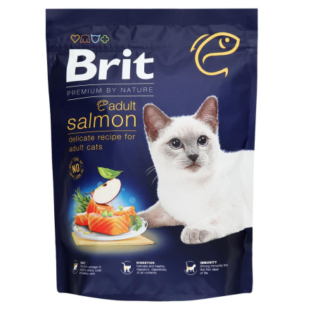 Корм сухой Brit Premium лосось для взрослых котов 300г slide 3