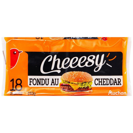 Сыр плавленый Ашан Чеддер для гамбургеров 18шт 340г slide 2