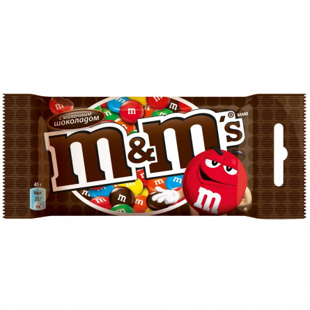 Драже M&amp;M's з молочним шоколадом вкрите хрумкою різнокольоровою глазур'ю 45г slide 1