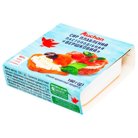 Сыр плавленый Ашан Сливочный пастообразный 60% 160г slide 1