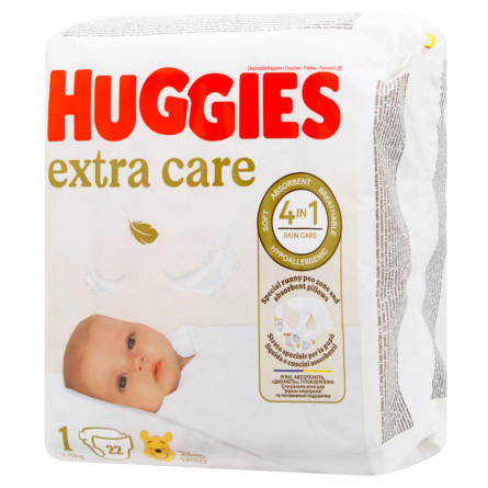 Підгузки Huggies Extra Care 1 2-5кг 22шт slide 1