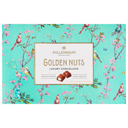 Цукерки Millennium Golden Nut з начинкою та цілими горіхами 145г slide 1
