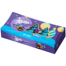Цукерки Milka Oreo з молочного шоколаду з кремово-молочною начинкою з шматочками печива 300г mini slide 1