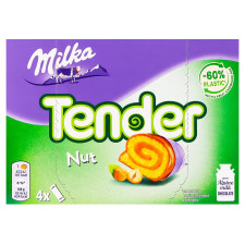 Рулети Milka Tender Nut бісквітні з горіховою начинкою в шоколаді 37г х 4шт mini slide 1