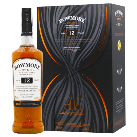 Набір віскі Bowmore 12 років + 2 glasses 0.7 л slide 1