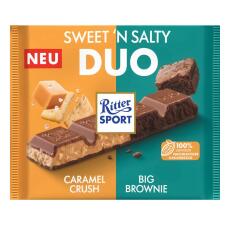 Шоколад молочный Ritter Sport Sweet'N Salty с брауни, соленой карамелью и кусочками соленого бисквита 218г mini slide 1