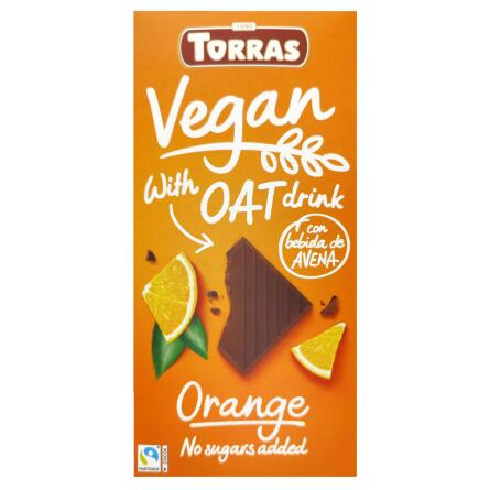 Шоколад чорний Torras Vegan з вівсяним молоком та апельсином без цукру 100г slide 1