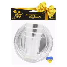 Набір одноразового посуду Party House тарілки, стакани паперові срібло 8шт mini slide 1