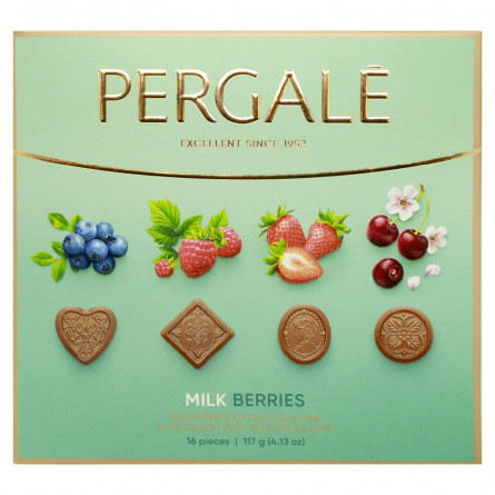 Цукерки шоколадні Pergale Milk Berries з молочного шоколаду з ягідними начинками  асорті 117г slide 2
