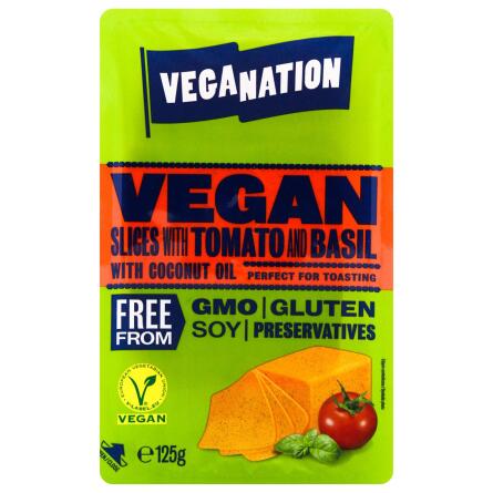 Продукт сырный веганский на основе кокосового масла Veganation томат-базилик нарезка 125г slide 1
