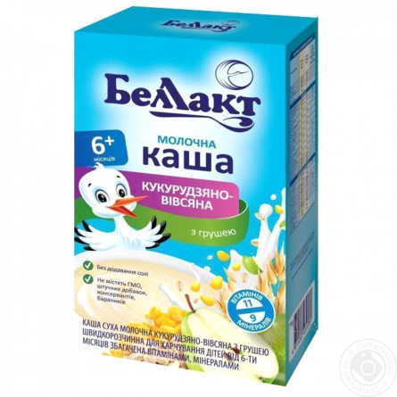 Каша Беллакт молочна кукурудзяно-вівсяна з грушею для дітей від 6 місяців 200г slide 1