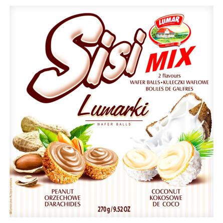 Цукерки Sisi кокосові та арахісові вафельні кульки 270г slide 1