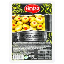 Оливки Fimtad зелені фаршировані червоним перцем 400г mini slide 1
