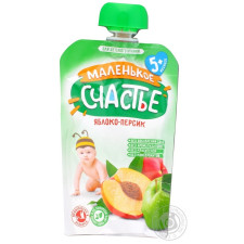 Пюре Маленьке щастя яблуко-персик для дітей раннього віку 90г mini slide 3
