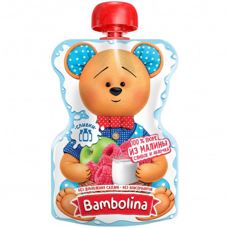 Пюре Bambolina з яблуком, малиною і сливою для дітей 90г slide 1