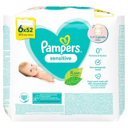 Cерветки вологі Pampers Sensitive 6x52шт slide 1