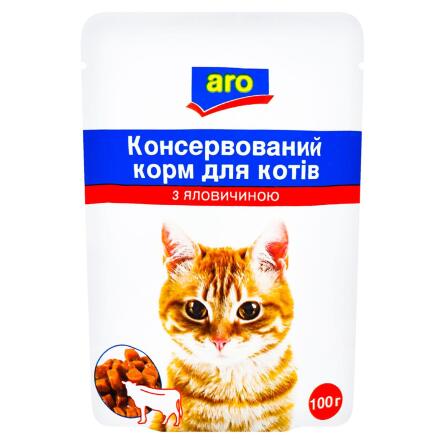 Корм Aro консервований з яловичиною для котів 100г slide 1