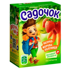Сік Садочок яблуко морква полуниця з м'якоттю 200мл mini slide 1